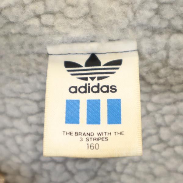 adidas アディダス 80s デサント製 ヴィンテージ バックトレフォイルロゴ 中綿コート 160 ブラック 裏ボア キッズ