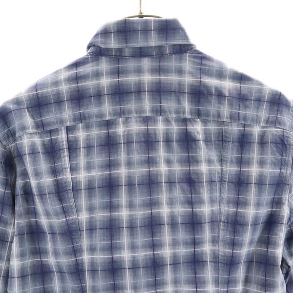 ARMANI JEANS アルマーニジーンズ チェック 長袖 コットンシャツ M ブルー系 ロゴ メンズ