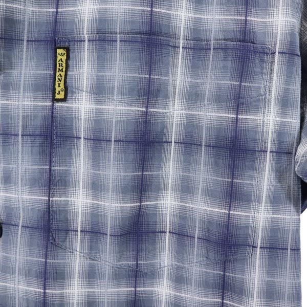 ARMANI JEANS アルマーニジーンズ チェック 長袖 コットンシャツ M ブルー系 ロゴ メンズ