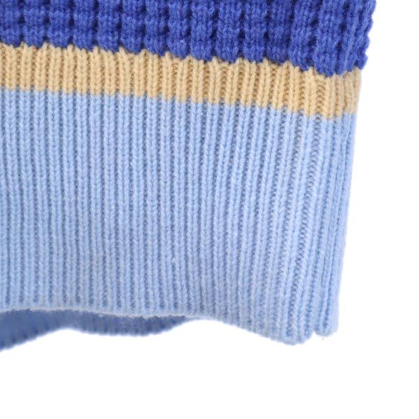 UNIQLO ユニクロ × マルニ ウールブレンド 長袖 ポップコーン ニット L ブルー MARNI Vネック セーター レディース