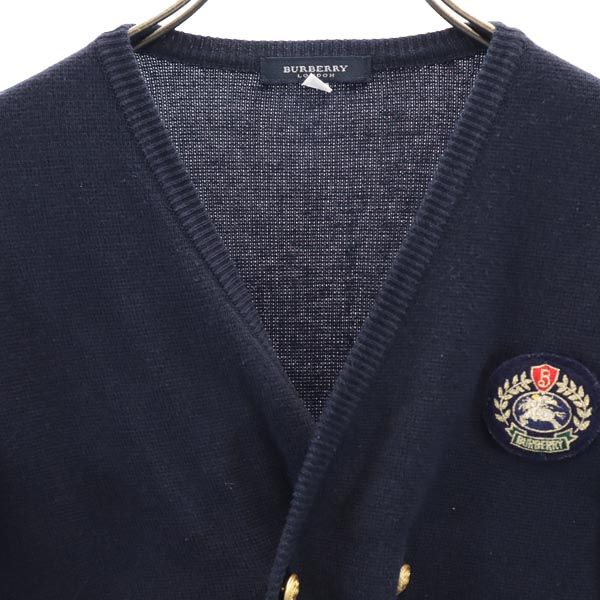 BURBERRY バーバリー 三陽商会 長袖 ニット カーディガン 130A ネイビー系 ロゴ コットンブレンド キッズ