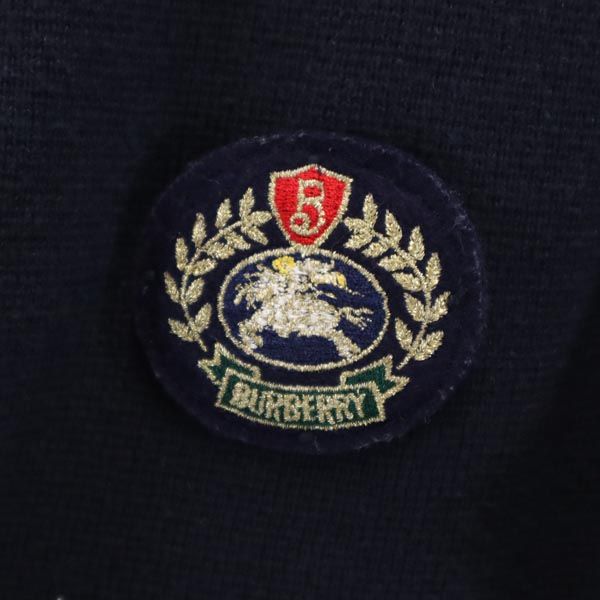 BURBERRY バーバリー 三陽商会 長袖 ニット カーディガン 130A ネイビー系 ロゴ コットンブレンド キッズ