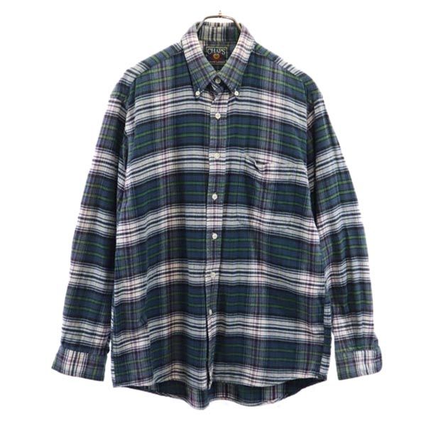 CHAPS チャップス ラルフローレン チェック 長袖 ボタンダウンシャツ L ネイビー系 RALPH LAUREN メンズ