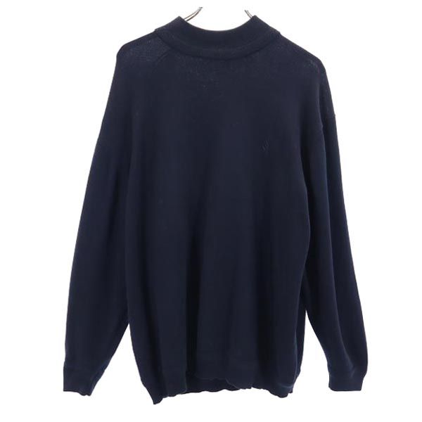 NAUTICA ノーティカ 長袖 コットン ニット XL ネイビー系 ロゴ セーター メンズ