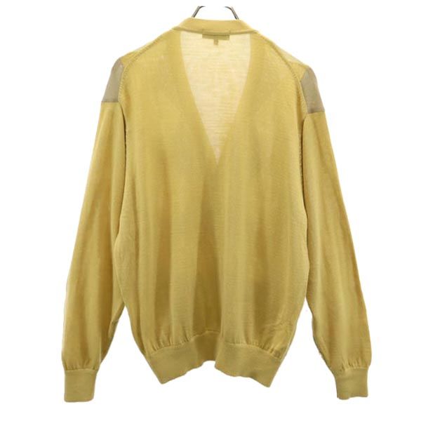 DAKS ダックス 日本製 長袖 ニット カーディガン L イエロー系 メンズ