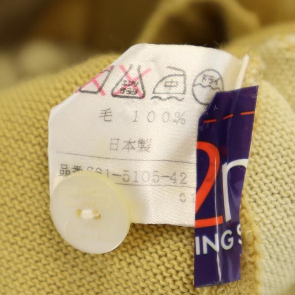 DAKS ダックス 日本製 長袖 ニット カーディガン L イエロー系 メンズ