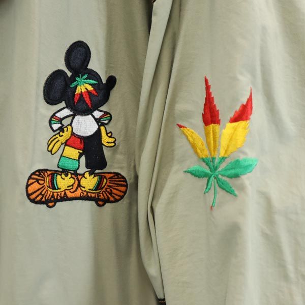 MARIJUANA バック 刺繍 ジャケット カーキ系 MARIJUANA フード メンズ