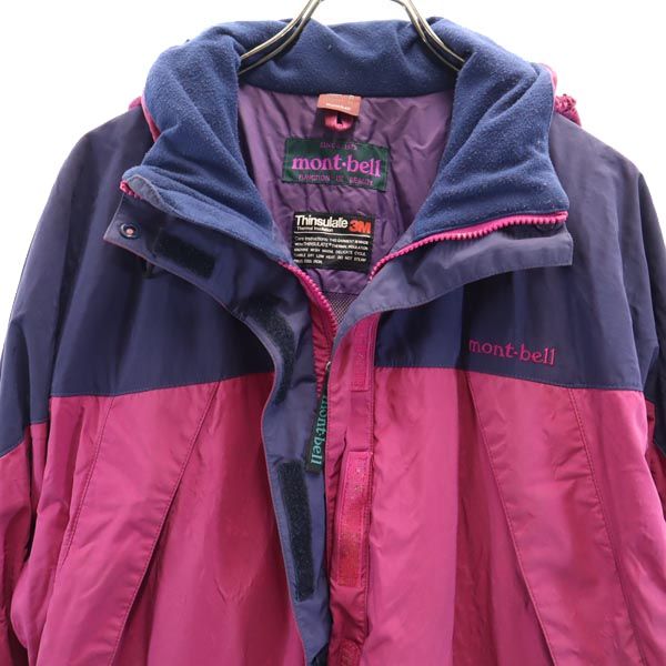mont-bell モンベル アウトドア 長袖 中綿 ナイロンジャケット L パープル系 裏メッシュ ロゴ レディース