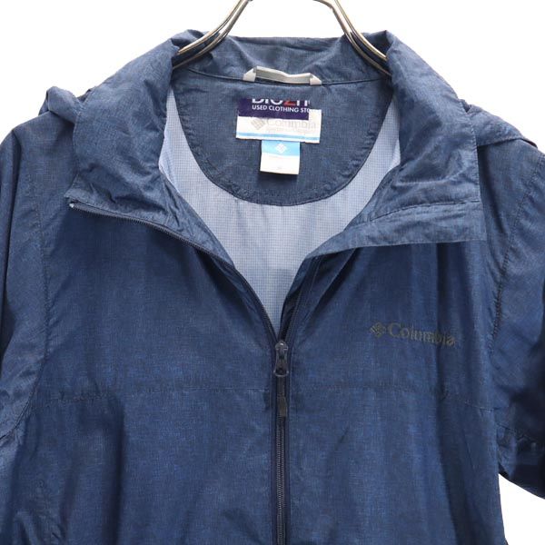 Columbia コロンビア 長袖 アウトドアジャケット M ネイビー系 ロゴ フード レディース