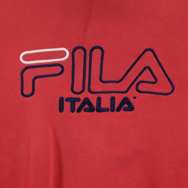 FILA フィラ 90s オールド 長袖 スウェットパーカー L レッド系 裏起毛 ロゴ メンズ