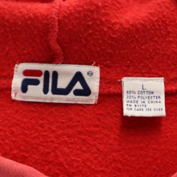 FILA フィラ 90s オールド 長袖 スウェットパーカー L レッド系 裏起毛 ロゴ メンズ