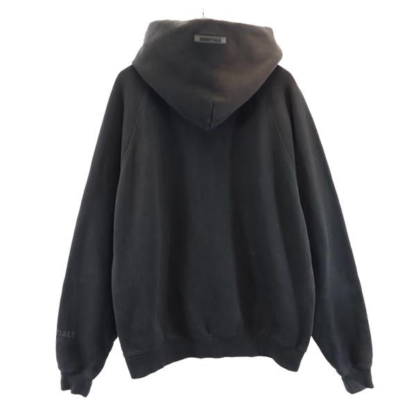 ESSENTIALS エッセンシャルズ 長袖 スウェットパーカー S ブラック系 裏起毛 ロゴ メンズ