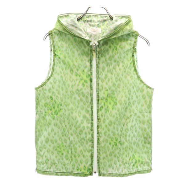 Chloe クロエ レオパード ジップ ベスト L グリーン系 フード レディース