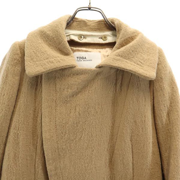 TOGA トーガ 日本製 ノーカラーコート M ブラウン系 2WAY襟 レディース