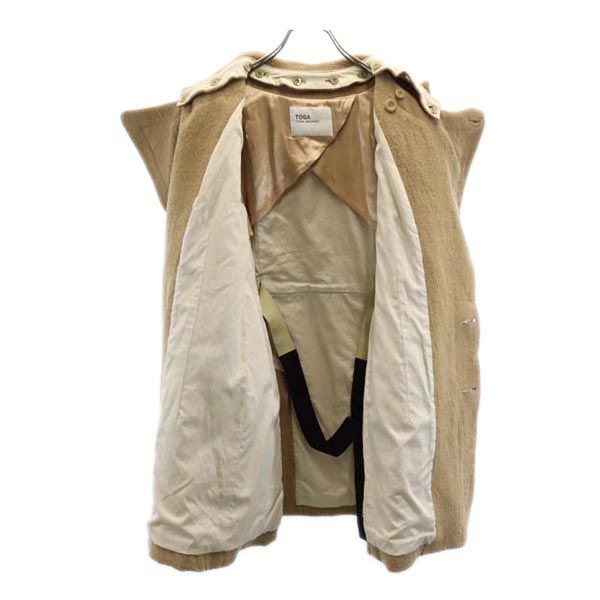 TOGA トーガ 日本製 ノーカラーコート M ブラウン系 2WAY襟 レディース