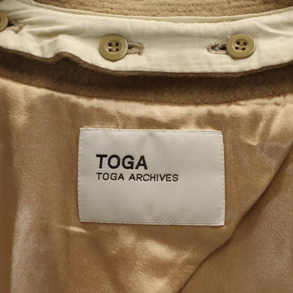 TOGA トーガ 日本製 ノーカラーコート M ブラウン系 2WAY襟 レディース