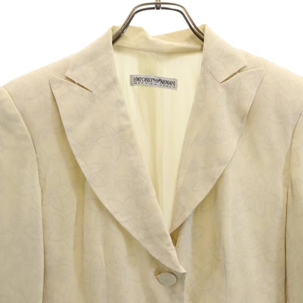 Emporio Armani エンポリオアルマーニ イタリア製 花柄 テーラードジャケット 38 アイボリー系 レディース