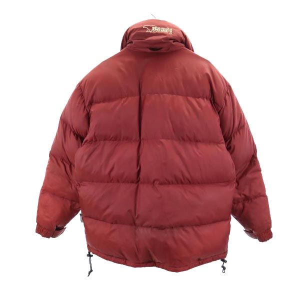 Bear ベアー リバーシブル ダウンジャケット S アイボリー_黒/赤 ロゴ刺繍 メンズ