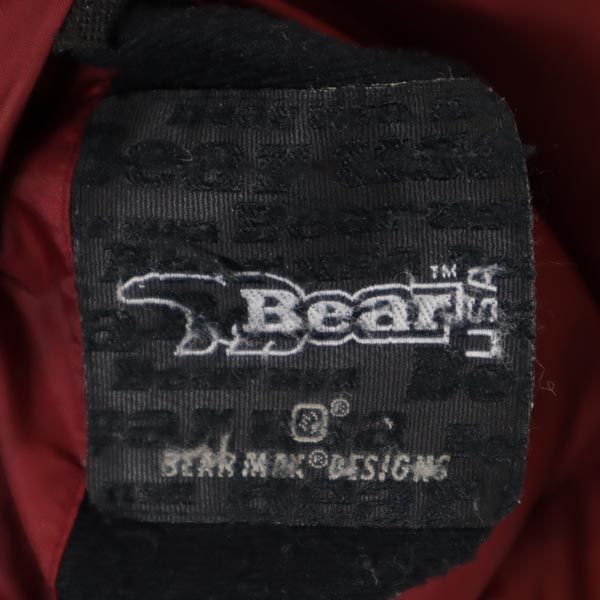 Bear ベアー リバーシブル ダウンジャケット S アイボリー_黒/赤 ロゴ刺繍 メンズ
