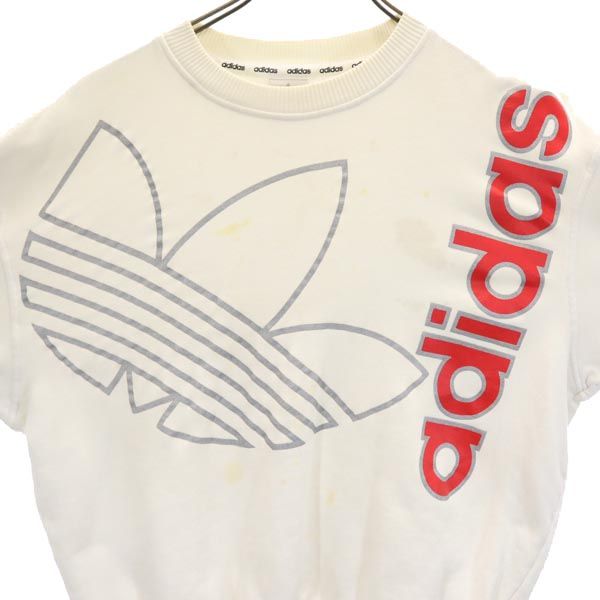 adidas アディダス 80s デサント製 ヴィンテージ 銀タグ 長袖 トレフォイルロゴ スウェット L ホワイト系 トレーナー メンズ