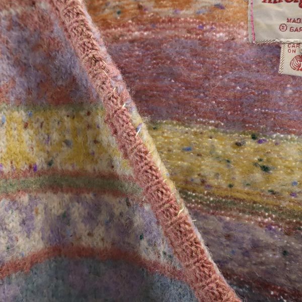 michael ross マイケルロス 英国製 総柄 長袖 ウール100% Vネック ニット セーター 5 ピンク系 メンズ