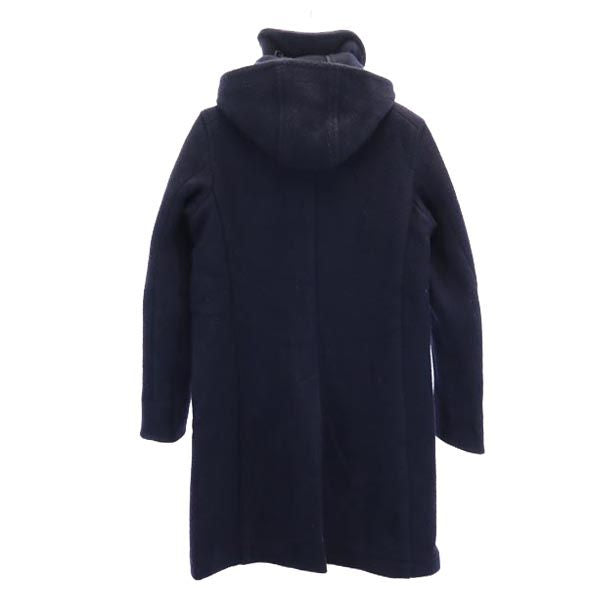 Danton ダントン 日本製 ウールブレンド ステンカラーコート 34 ネイビー くるみボタン レディース
