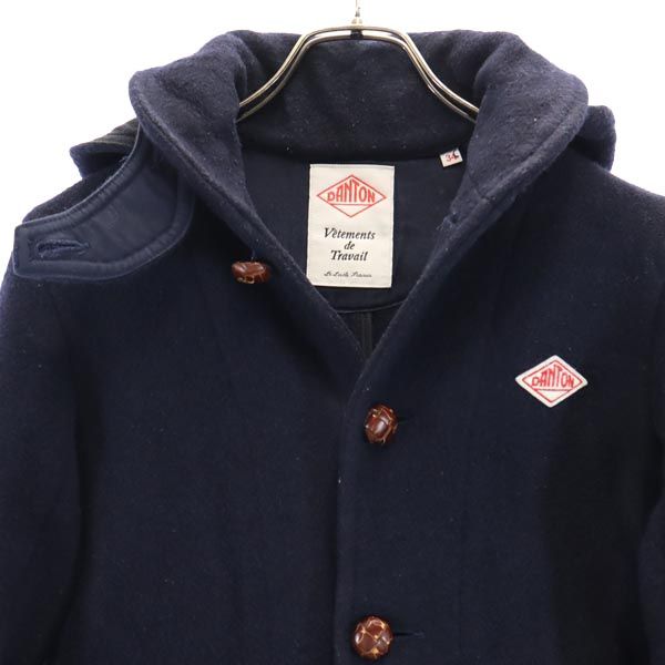 Danton ダントン 日本製 ウールブレンド ステンカラーコート 34 ネイビー くるみボタン レディース