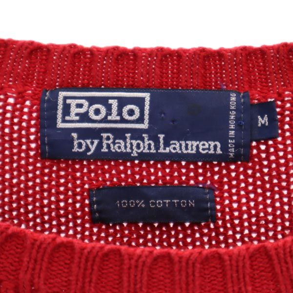 ポロバイラルフローレン 長袖 コットン ニット M レッド系 Polo by Ralph Lauren セーター ロゴ メンズ