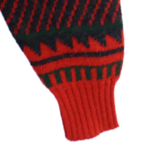 CHIC SHARON ウールブレンド ラクダ柄 長袖 Vネック ニット 11号 レッド セーター レディース