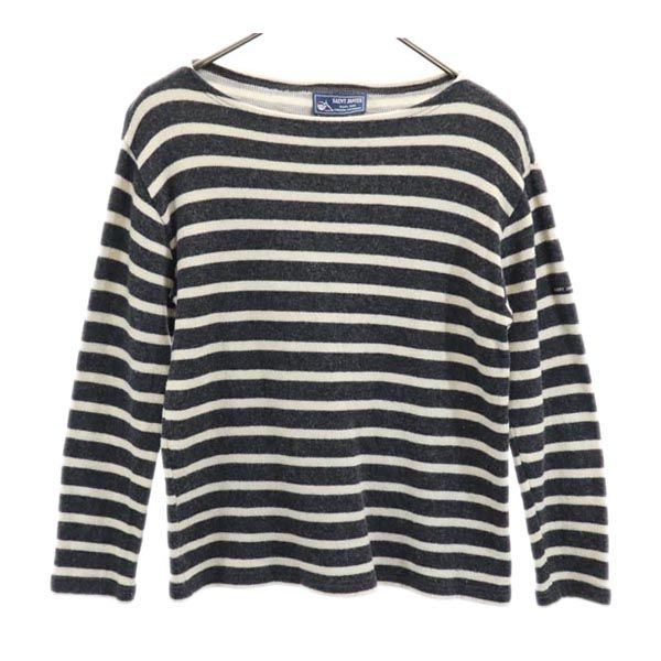 SAINT JAMES セントジェームス ウールブレンド ボーダー柄 7分袖 ニット XS ネイビー セーター レディース
