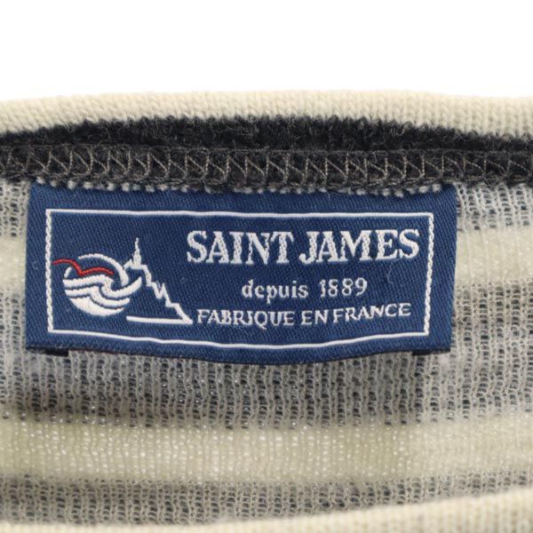 SAINT JAMES セントジェームス ウールブレンド ボーダー柄 7分袖 ニット XS ネイビー セーター レディース