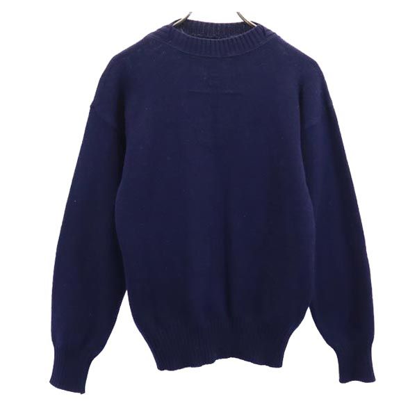 OLD オールド 90s ウール100% アンカーマーク 長袖 ニット M ネイビー セーター レディース