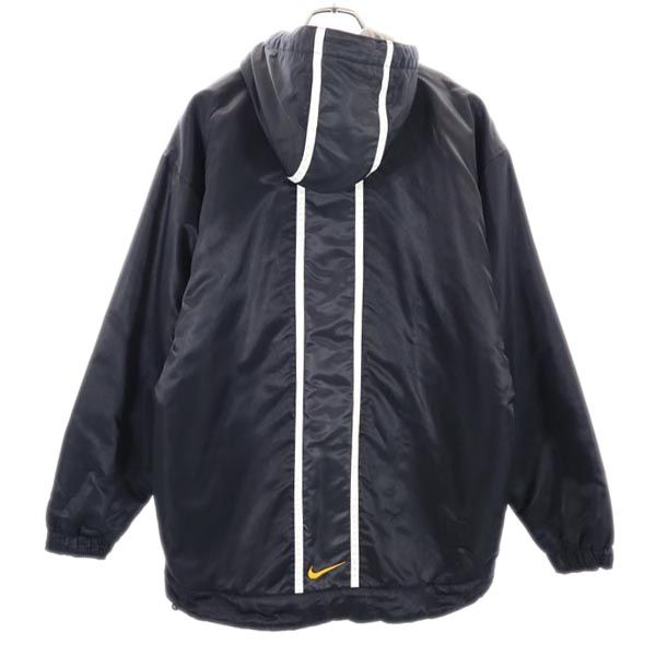 NIKE ナイキ 90s 00s 白タグ オールド ハーフジップ ナイロンジャケット M ブラック系 ロゴ 刺繍 レディース
