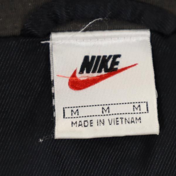 NIKE ナイキ 90s 00s 白タグ オールド ハーフジップ ナイロンジャケット M ブラック系 ロゴ 刺繍 レディース