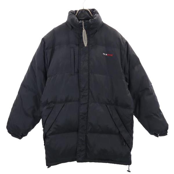 フィラ ダウンジャケット M ブラック系 FILA ロゴ 刺繍 メンズ