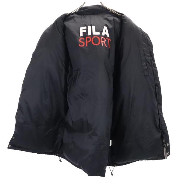 FILA フィラ ダウンジャケット M ブラック系 ロゴ 刺繍 メンズ