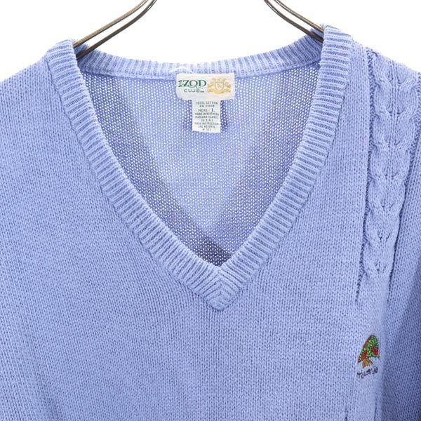 IZOD アイゾッド 90s オールド 長袖 Vネック ニット L ブルー系 セーター メンズ