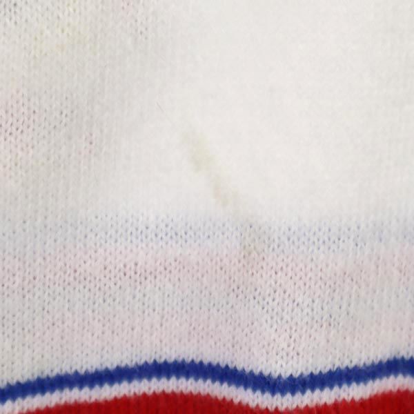 Pringle of Scotland プリングルオブスコットランド 英国製 長袖 コットン ニット M 白×青 ロゴ メンズ