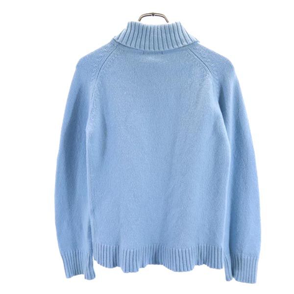 バーバリーブラックレーベル ウール100% 長袖 タートルネック ニット 3 ブルー系 BURBERRY BLACK LABEL ロゴ セーター レディース