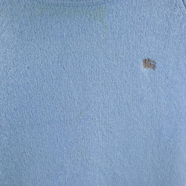 バーバリーブラックレーベル ウール100% 長袖 タートルネック ニット 3 ブルー系 BURBERRY BLACK LABEL ロゴ セーター レディース