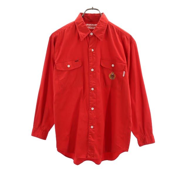mikihouse ミキハウス 長袖 シャツ M レッド 日本製 ロゴ メンズ