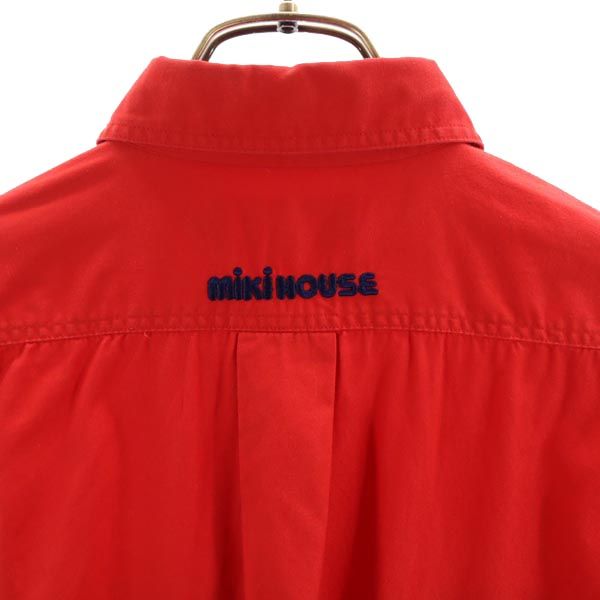 mikihouse ミキハウス 長袖 シャツ M レッド 日本製 ロゴ メンズ