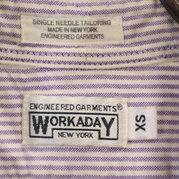 ENGINEERED GARMENTS エンジニアドガーメンツ USA製 ストライプ 長袖 ボタンダウンシャツ XS パープル系 メンズ