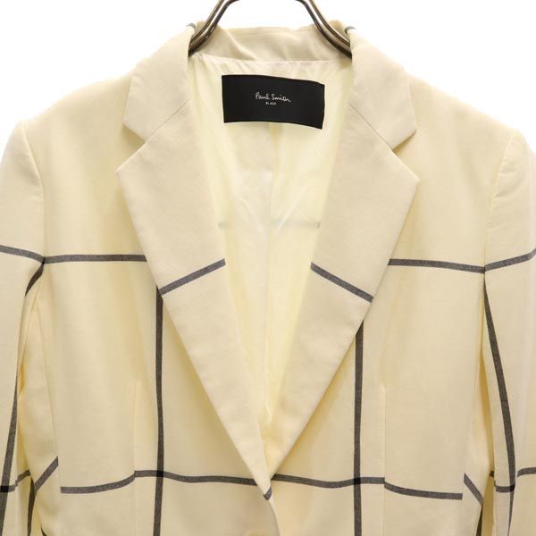 Paul Smith ポールスミス 日本製 チェック 長袖 テーラードジャケット 40 ホワイト系 レディース