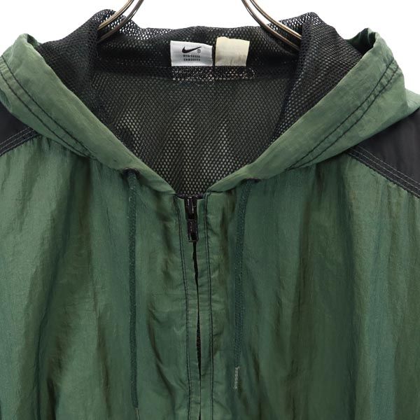 NIKE ナイキ 90s 00s 白タグ オールド 長袖 ハーフジップ パーカー カーキ系 ロゴ メンズ