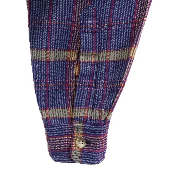 L.L.Bean エルエルビーン 80s ヴィンテージ チェック柄 長袖 チェックシャツ S ブルー×パープル メンズ