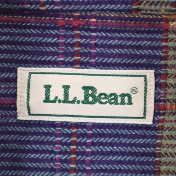 L.L.Bean エルエルビーン 80s ヴィンテージ チェック柄 長袖 チェックシャツ S ブルー×パープル メンズ