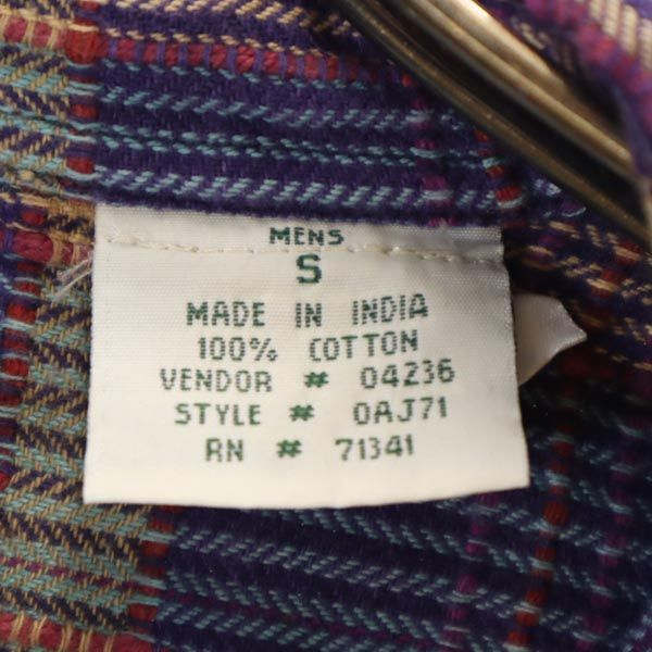 L.L.Bean エルエルビーン 80s ヴィンテージ チェック柄 長袖 チェックシャツ S ブルー×パープル メンズ