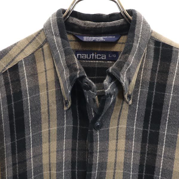 ノーティカ 90s オールド チェック 長袖 シャツ L グレー系 NAUTICA メンズ