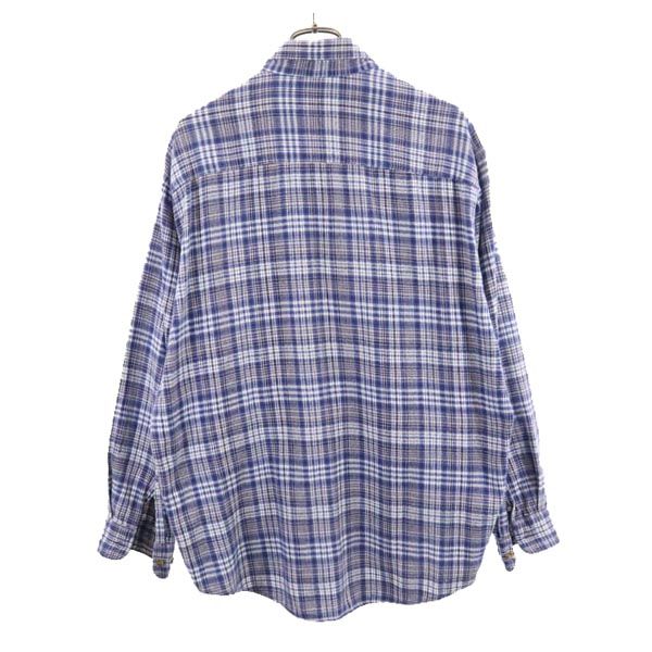 BAYAREA TRADERS チェック柄 長袖 ボタンダウンシャツ L ブルー系 メンズ